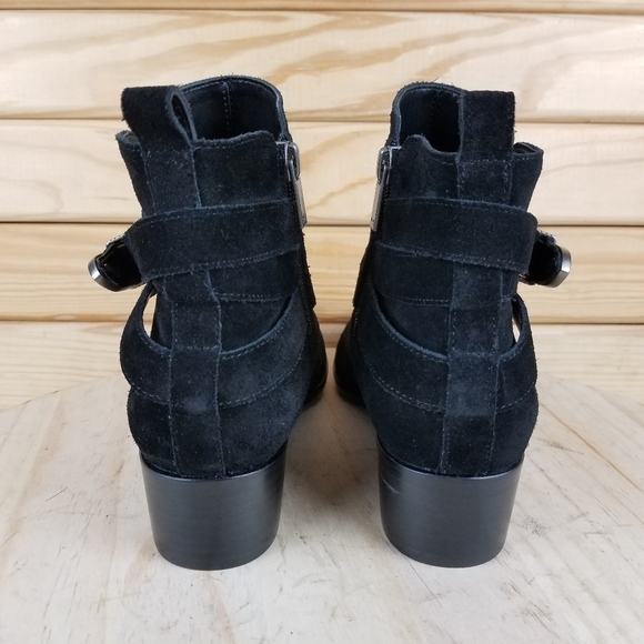 Marc Fisher 6.5 US Yandi Black Suede/Leather Ankle Boots Western Booties NEW - Picture 3 of 10